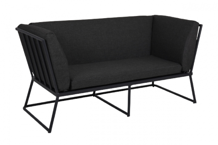 Vence 2 -sæde sofa - sort/næsten sort dyna i gruppen Udendørs møbler / Materiale / Aluminiummøbler / Loungemøbler - Aluminiummøbler hos Sommarboden i Höllviken AB (4072-8-81)