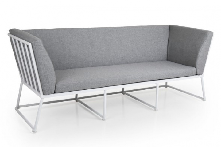 Vence 3 sæder sofa - hvid/perle grå dyna i gruppen Udendørs møbler / Materiale / Aluminiummøbler / Loungemøbler - Aluminiummøbler hos Sommarboden i Höllviken AB (4073-05-07)