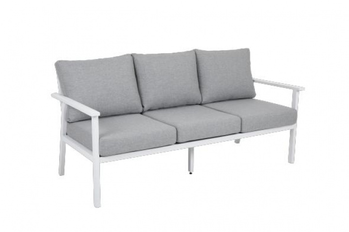 Samvaro 3 -sæde sofa -hvid/perle grå pude i gruppen Udendørs møbler / Loungemøbler / Loungemoduler / 3-personers sofa - loungemoduler hos Sommarboden i Höllviken AB (4143-05-07)