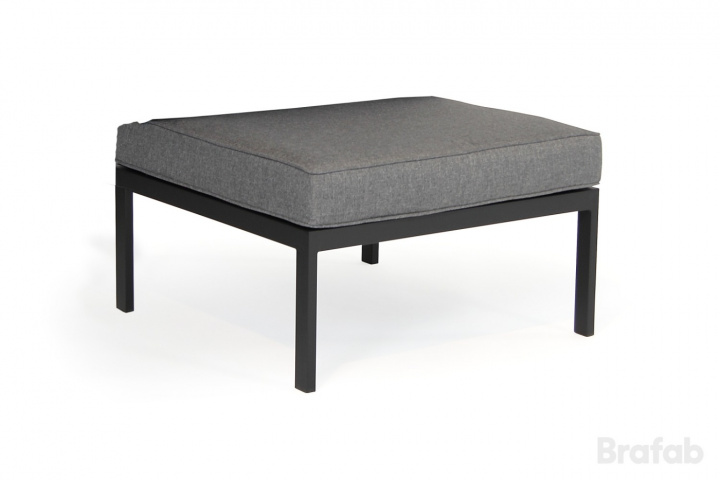 Leone fodskammel 70x70 cm - sort/ grå pude i gruppen Udendørs møbler / Materiale / Aluminiummøbler hos Sommarboden i Höllviken AB (4207-80-72)