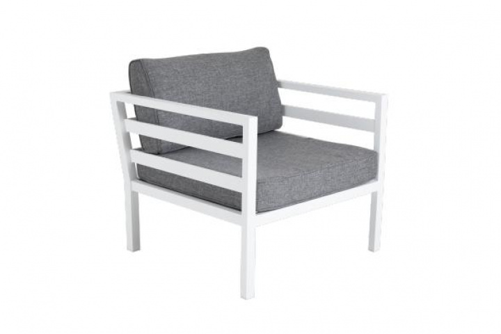 Weldon lænestol - hvid/grå pude i gruppen Udendørs møbler / Loungemøbler / Loungemoduler / Lænestole - Loungemoduler hos Sommarboden i Höllviken AB (4361-50-77)