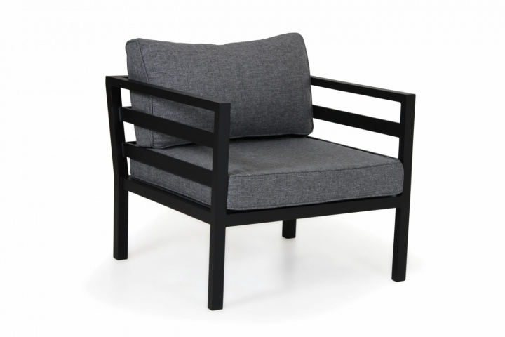 Weldon lænestol - sort/grå pude i gruppen Udendørs møbler / Materiale / Aluminiummøbler / Loungemøbler - Aluminiummøbler hos Sommarboden i Höllviken AB (4361-80-77)