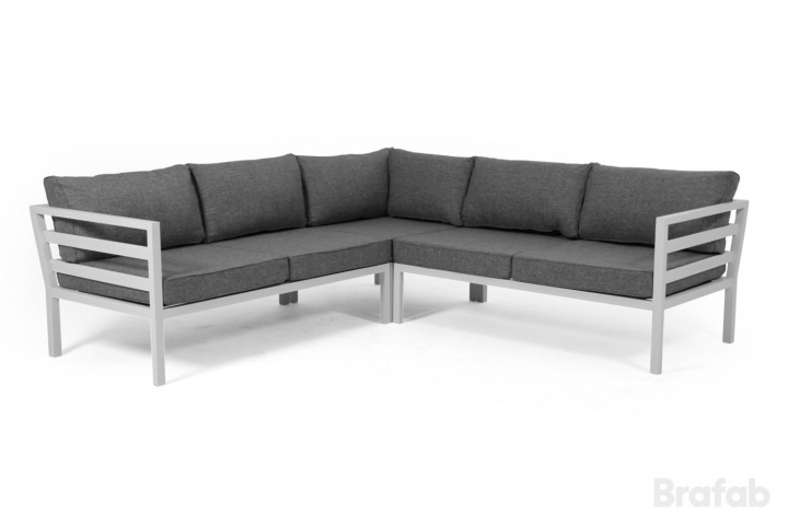 Weldon hjørnesofa - hvid/grå pude i gruppen Udendørs møbler / Loungemøbler / Loungegrupper / Færdige pakker hos Sommarboden i Höllviken AB (4365HVH-50-77)