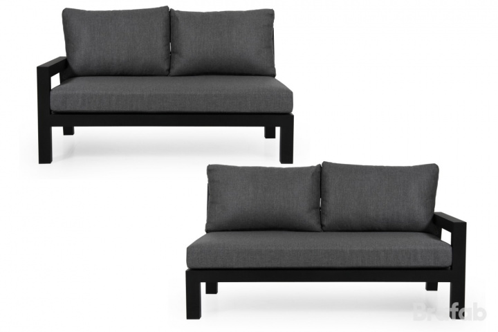 Stettler sofa 2 sæder HV finish - Matte sort med grå pude i gruppen Udendørs møbler / Loungemøbler / Loungemoduler / Afslutningsdele - Lounge-moduler hos Sommarboden i Höllviken AB (4375HV-80-78)