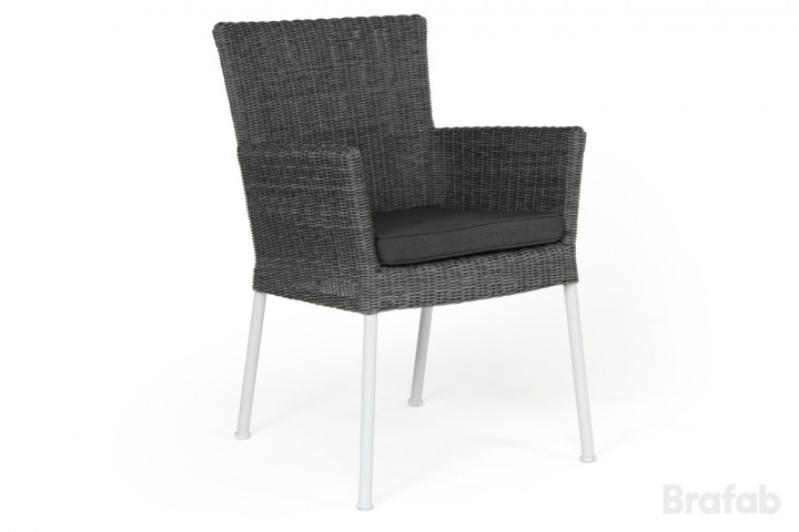 Somerset lænestol - hvid/grå pude i gruppen Udendørs møbler / Materiale / Kunstrattanmøbler / Stole - Kunstrottingmøbler hos Sommarboden i Höllviken AB (4640-5-7-79)