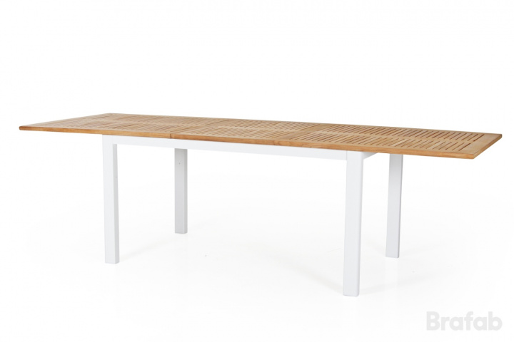 Lyon spisebord teak 194-252x92 cm - Hvid i gruppen Udendørs møbler / Materiale / Aluminiummøbler / Spisebord - Aluminiummøbler hos Sommarboden i Höllviken AB (4742-05)