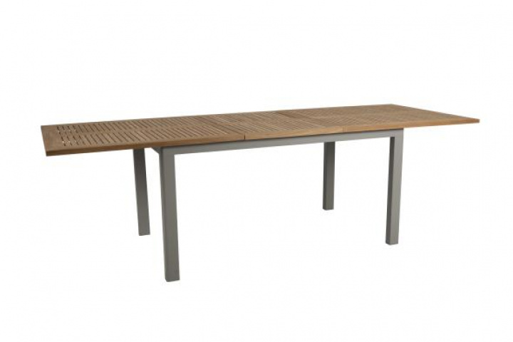 Lyon spisebord teak 194-252x92 cm - Khaki i gruppen Udendørs møbler / Materiale / Aluminiummøbler / Spisebord - Aluminiummøbler hos Sommarboden i Höllviken AB (4742-21)