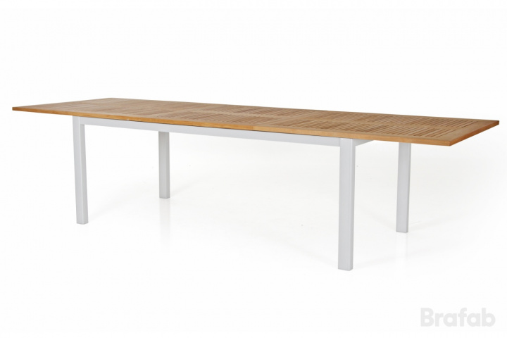 Lyon spisebord teak 224-304x100 cm - hvid i gruppen Udendørs møbler / Materiale / Aluminiummøbler / Spisebord - Aluminiummøbler hos Sommarboden i Höllviken AB (4743-05)
