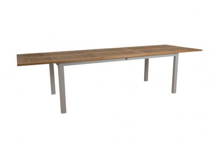 Lyon spisebord teak 224-304x100 cm - Khaki i gruppen Udendørs møbler / Materiale / Aluminiummøbler hos Sommarboden i Höllviken AB (4743-21)