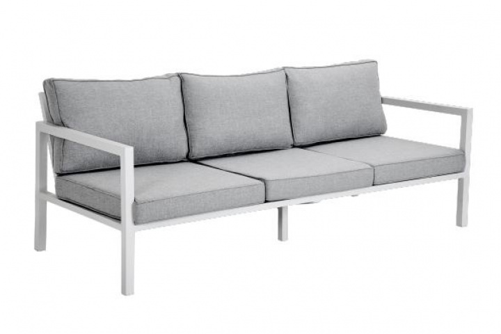 Belfort 3 -pers. sofa - hvid/perle grå hynde i gruppen Udendørs møbler / Materiale / Aluminiummøbler / Loungemøbler - Aluminiummøbler hos Sommarboden i Höllviken AB (4863-5-07)