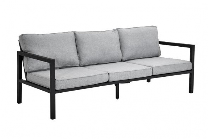 Belfort 3 -pers. sofa - sort/perle grå hynde i gruppen Udendørs møbler / Materiale / Aluminiummøbler / Loungemøbler - Aluminiummøbler hos Sommarboden i Höllviken AB (4863-8-07)