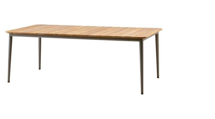 Kerne tabel 210x100 cm inkl. Teak bordplade - taupe i gruppen Udendørs møbler / Materiale / Aluminiummøbler / Bord - Aluminiummøbler hos Sommarboden i Höllviken AB (5028ATT)
