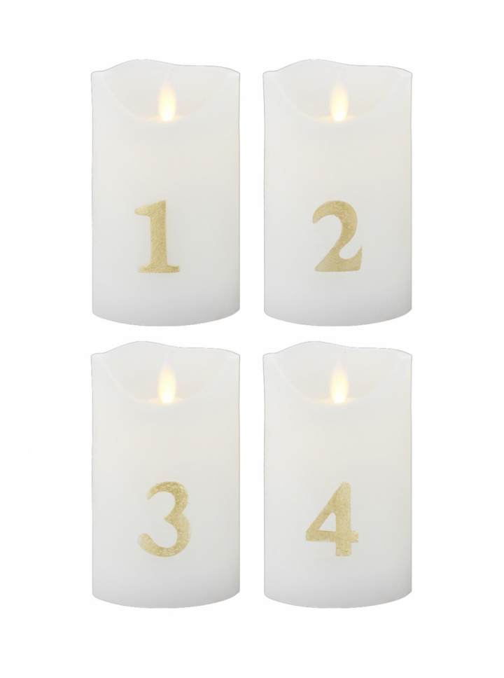 Sara Advent Lights, 4 Pack - White/Gold i gruppen Juleting / Christmas dekoration / Lysstager & Lys hos Sommarboden i Höllviken AB (50404-S)