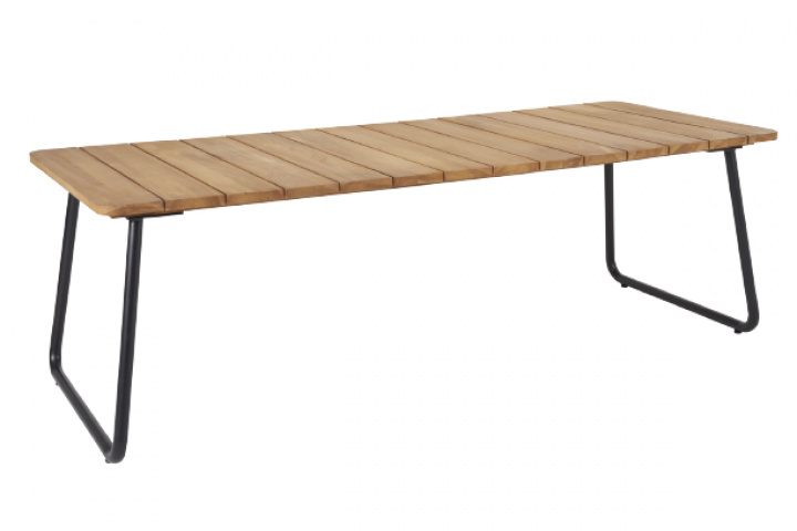 Nul spisebord 225x90 H73 cm - sort/teak i gruppen Udendørs møbler / Materiale / Aluminiummøbler / Spisebord - Aluminiummøbler hos Sommarboden i Höllviken AB (5066-8)