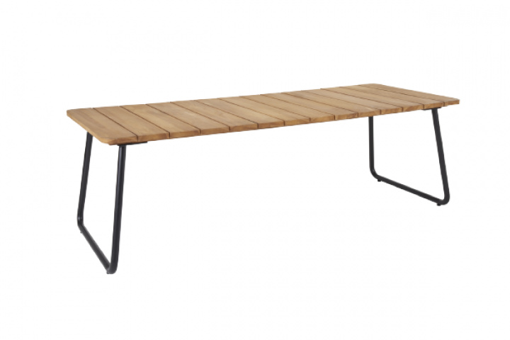 Nolli spisebord 175x90 H73 cm - sort/teak i gruppen Udendørs møbler / Materiale / Aluminiummøbler / Spisebord - Aluminiummøbler hos Sommarboden i Höllviken AB (5067-8)