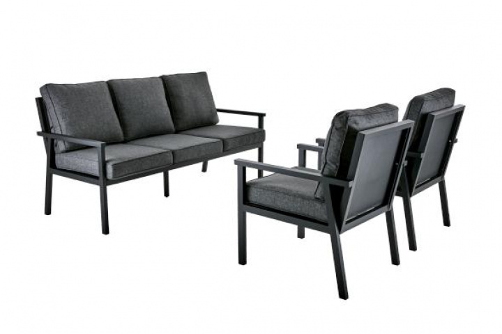 Rana 3-sits sofagruppe, høj - sort/grå pudde i gruppen Udendørs møbler / Loungemøbler / Loungemoduler / 3-personers sofa - loungemoduler hos Sommarboden i Höllviken AB (5080-80-73)