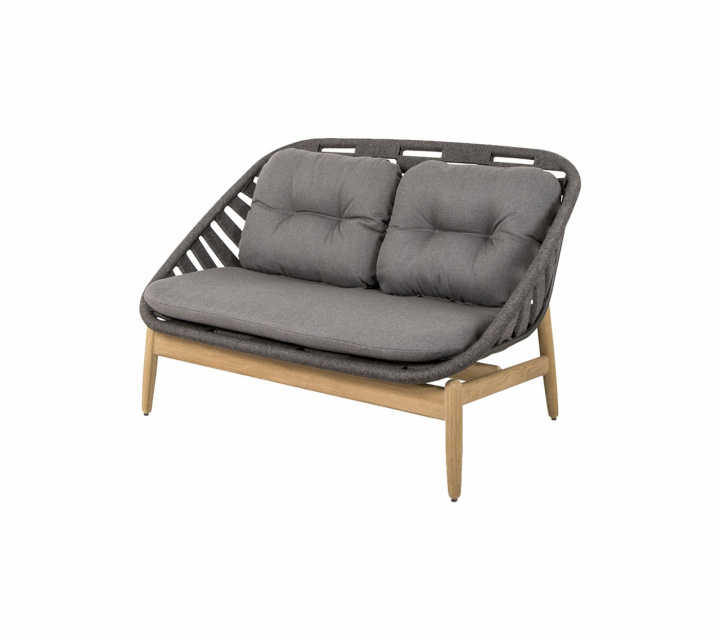 Strington 2-sits soffa m/teak underrede - dark grey i gruppen Udendørs møbler / Loungemøbler / Loungemoduler / 2-sæders sofa - loungemoduler hos Sommarboden i Höllviken AB (55020RODGAITGT)