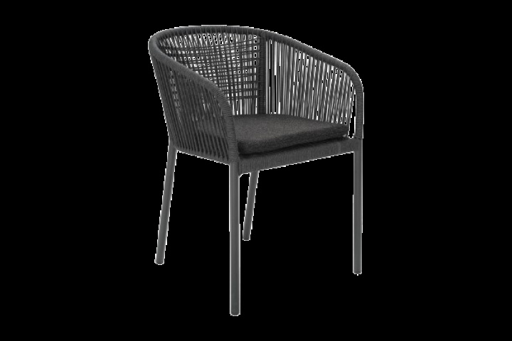 Delta lænestol - antracit/skifer reb/bamse sort hynde i gruppen Udendørs møbler / Stole & Havestole / Stole med armlæn hos Sommarboden i Höllviken AB (5551-73-757-888)