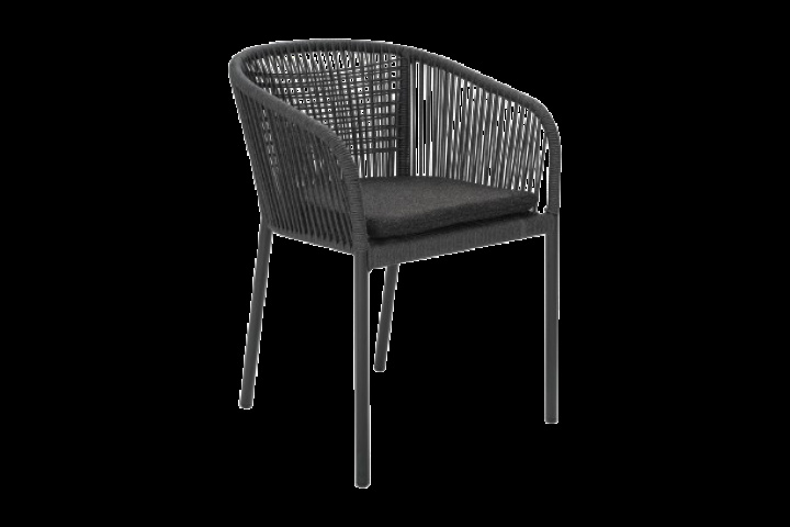 Delta lænestol - sort/skifer reb/bamse sort hynde i gruppen Udendørs møbler / Materiale / Aluminiummøbler / Stole - Aluminiumsmøbler hos Sommarboden i Höllviken AB (5551-8-757-888)