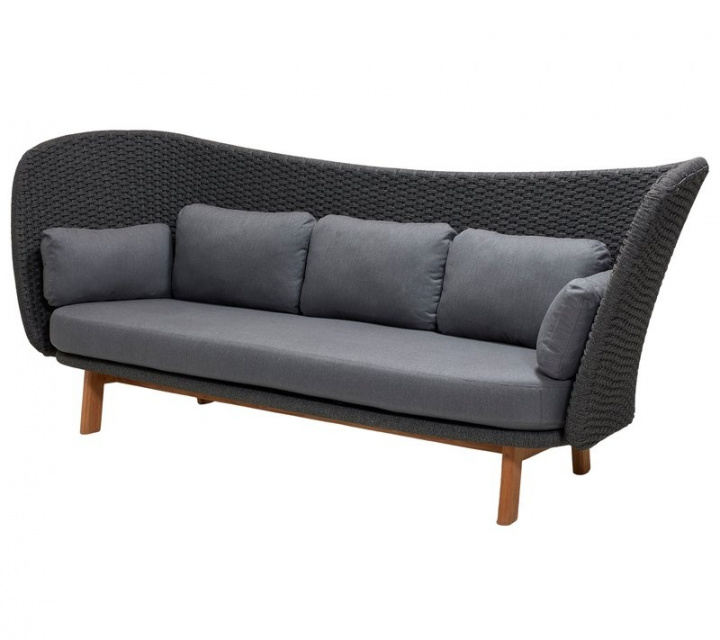 Peacock Wing 3-sits soffa m/teak ben - dark grey i gruppen Udendørs møbler / Loungemøbler / Loungemoduler / 3-personers sofa - loungemoduler hos Sommarboden i Höllviken AB (5560RODGT)