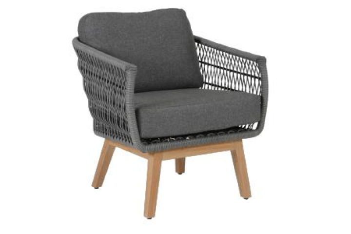Kenton lænestol - grå med grå pude i gruppen Udendørs møbler / Loungemøbler / Loungemoduler / Lænestole - Loungemoduler hos Sommarboden i Höllviken AB (5852-07-73)