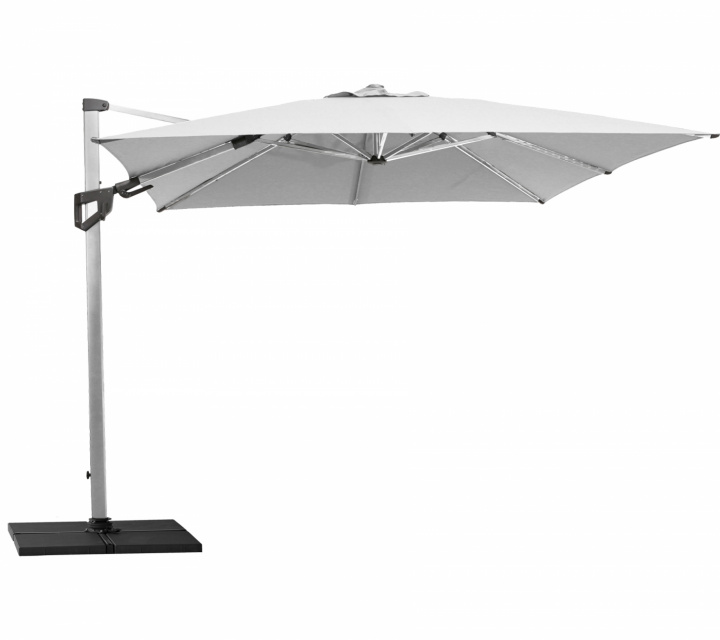 Hyde luxe tilt parasoll 3x3 m - silver mat anodiserat i gruppen Udendørs møbler / Solbeskyttelse / Parasoller hos Sommarboden i Höllviken AB (58MA3X3Y504)