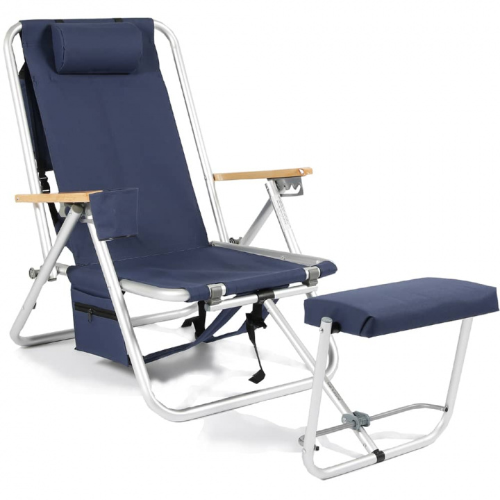 ROXY udendørsstol med køletaske/mobillomme, aluminium - blå i gruppen Udendørs møbler / Slap af / Solstole hos Sommarboden i Höllviken AB (62136-75)