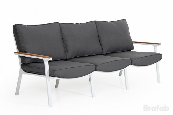Olivet 3-personers sofa - hvid/grå pude i gruppen Udendørs møbler / Loungemøbler / Loungemoduler / 3-personers sofa - loungemoduler hos Sommarboden i Höllviken AB (8123-5-79)