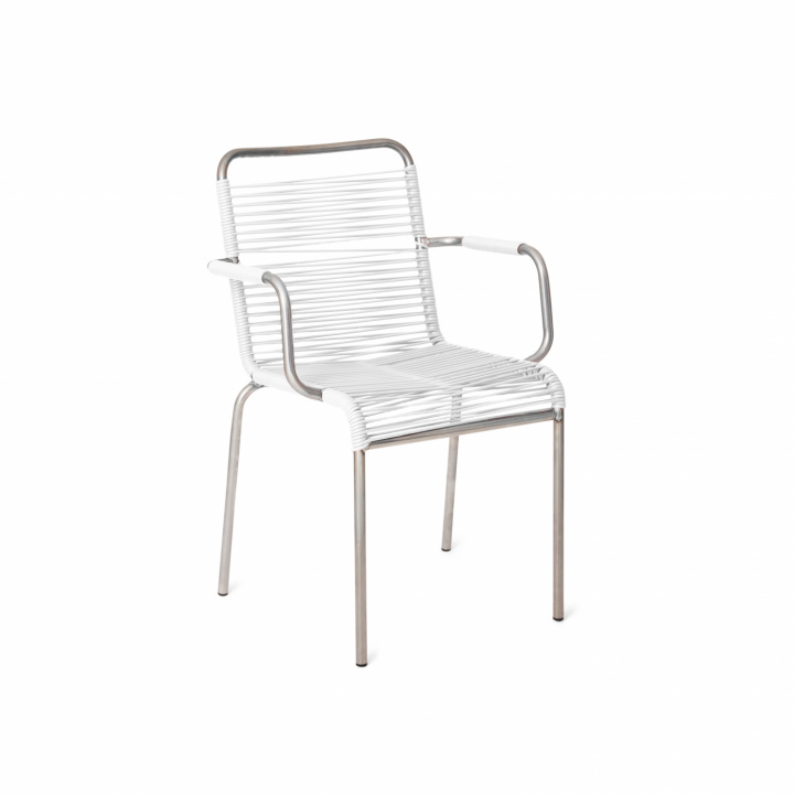Mya spaghetti lænestol - hvid i gruppen Udendørs møbler / Materiale / Aluminiummøbler / Stole - Aluminiumsmøbler hos Sommarboden i Höllviken AB (822BI)