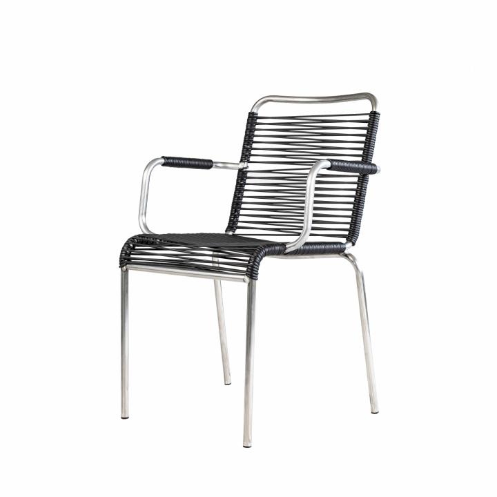Mya Spaghetti lænestol - sort i gruppen Udendørs møbler / Materiale / Aluminiummøbler / Stole - Aluminiumsmøbler hos Sommarboden i Höllviken AB (822NE)