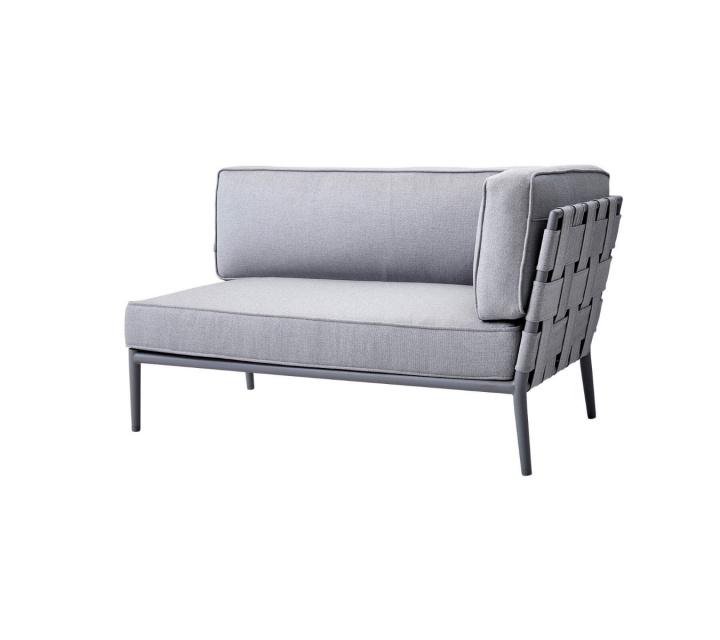 Konisk 2 -sæders sofa venstre modul bygelig - lysegrå i gruppen Udendørs møbler / Loungemøbler / Loungemoduler / Afslutningsdele - Lounge-moduler hos Sommarboden i Höllviken AB (8533AITL)