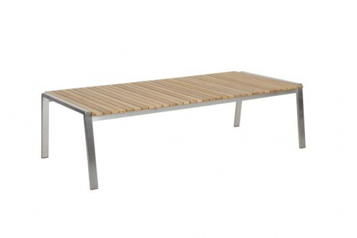 Naos kaffebord 140x75 H40 cm - teak/stainless steel i gruppen Udendørs møbler / Loungemøbler / Loungemoduler / Sofabord - Loungemoduler hos Sommarboden i Höllviken AB (86161)