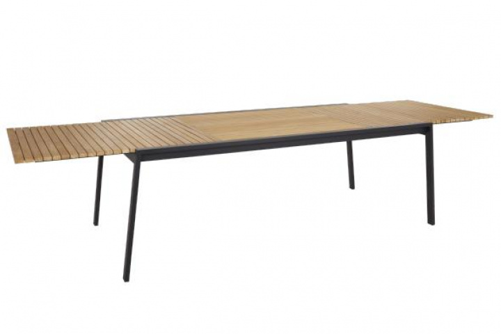 Naos spisebord udvides 220/320x100 H73 cm - sort/teak i gruppen Udendørs møbler / Materiale / Aluminiummøbler / Spisebord - Aluminiummøbler hos Sommarboden i Höllviken AB (8618-8)