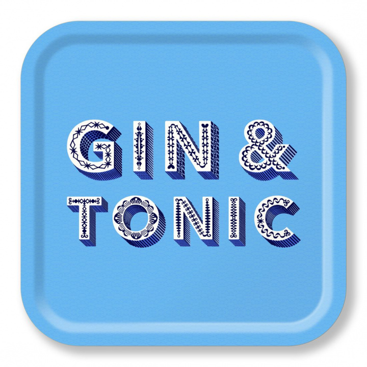 Gin & Tonic bakke 32x32 cm - himmelblå i gruppen Indretning / Køkken & Dækning / Brickor og grydeunderlag hos Sommarboden i Höllviken AB (AB3232-650)