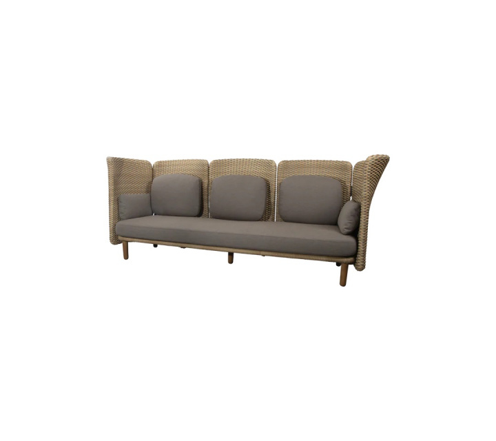 Arch 3-personers sofa med højt arm/rygglæn - natural/taupe hynder i gruppen Udendørs møbler / Loungemøbler / Loungegrupper / Færdige pakker hos Sommarboden i Höllviken AB (ARCH9)