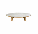 Aspect sofabord Ø 144 H31 cm - teak/flere bordsplader