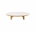 Aspect sofabord Ø 144 H31 cm - teak/flere bordsplader