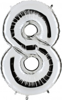 Ballonfigurer sølv 0 til 9 inkl. Helium-8