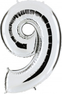 Ballonfigurer sølv 0 til 9 inkl. Helium-9