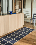 Criss tæppe - dark blue/cream/cream edge
