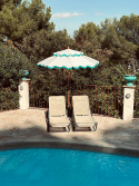 Emma wavy parasol Ø 2,2 m - ocean blue
