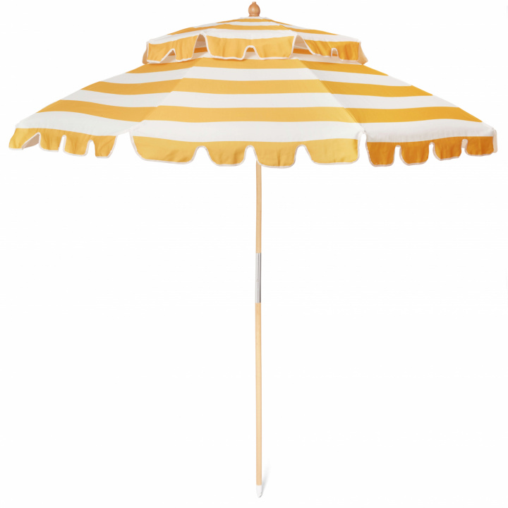 Bella Vista parasol Ø 2,2 m - yellow retro stripe i gruppen Udendørs møbler / Solbeskyttelse / Parasoller hos Sommarboden i Höllviken AB (EP03)