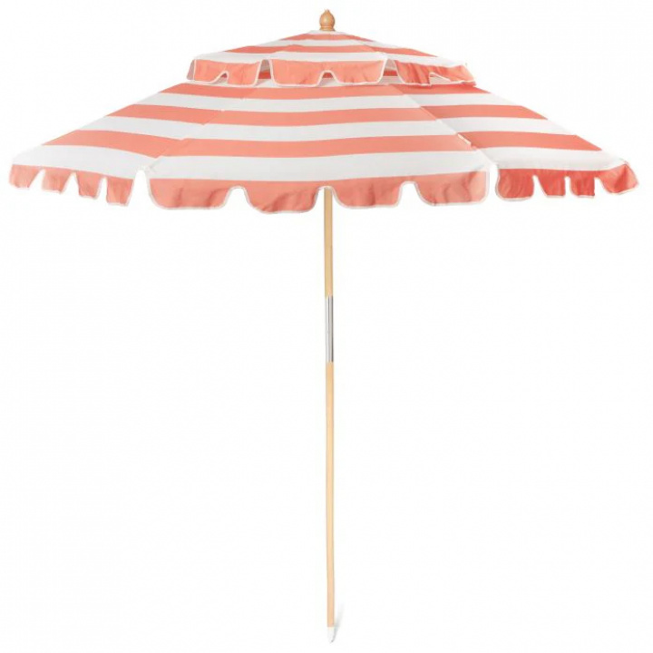 Charete parasolf Ø 2,2 m - coral retro stripe i gruppen Udendørs møbler / Solbeskyttelse / Parasoller hos Sommarboden i Höllviken AB (EP04)