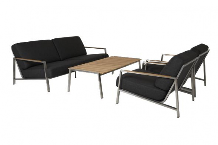 Naos sofagruppe, byg selv - rustfrit stål/næsten sort hynde i gruppen Udendørs møbler / Loungemøbler / Loungegrupper / Byg selv hos Sommarboden i Höllviken AB (Naos-soffgrupp-SET)