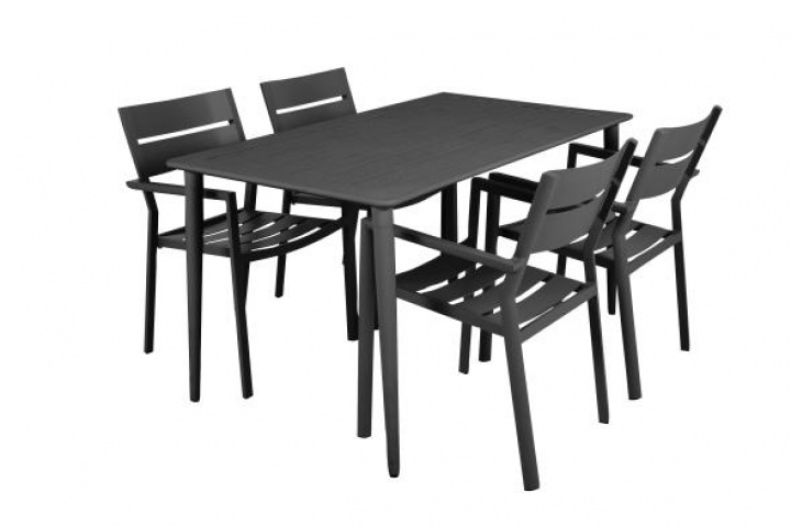 Nimes / Delia Food Group 140 cm, 4 stole - sort i gruppen Udendørs møbler / Madgrupper hos Sommarboden i Höllviken AB (Nimes-delia-mat-140)